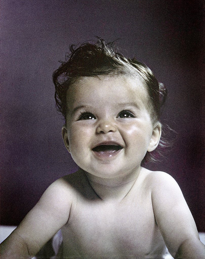 Detail of 1940s 1950s Baby Head Shoulders Smiling Laughing Happy by Anonymous