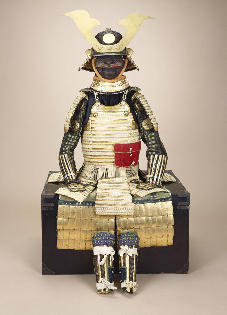 Detail of A composite Japanese armour suit with a Saotome helmet by Anonymous