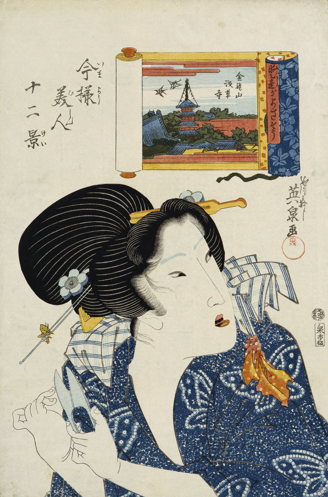 Detail of The Diplomatic Type by Keisai Eisen from the series Imayo bijin junikei (Twelve scenes of modern beauties) by Anonymous