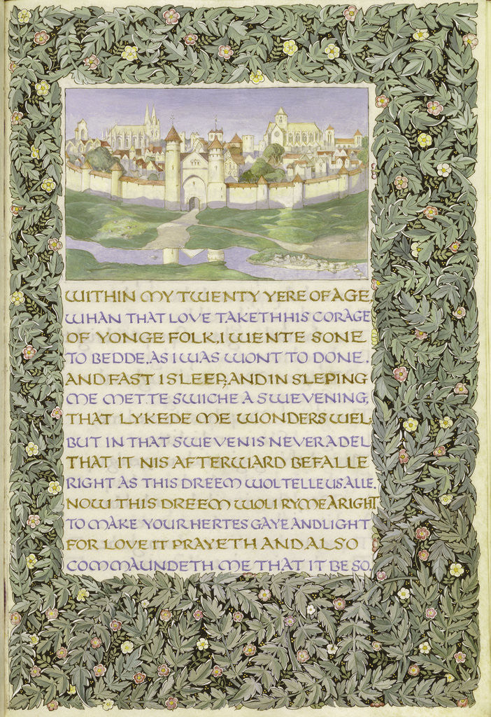 Detail of First page of Geoffrey Chaucer's 'The Romaunt of the Rose' by Anonymous