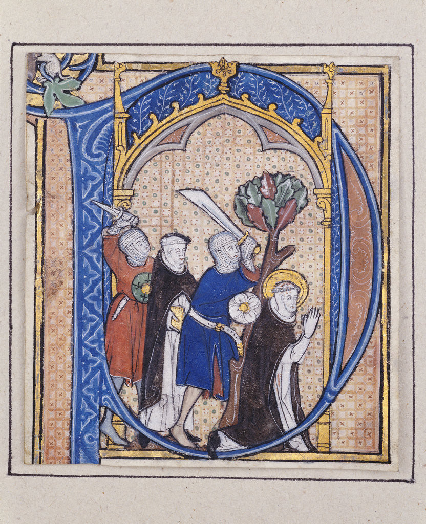 Detail of Illuminated initial depicting assassination of St. Peter Martyr by Anonymous