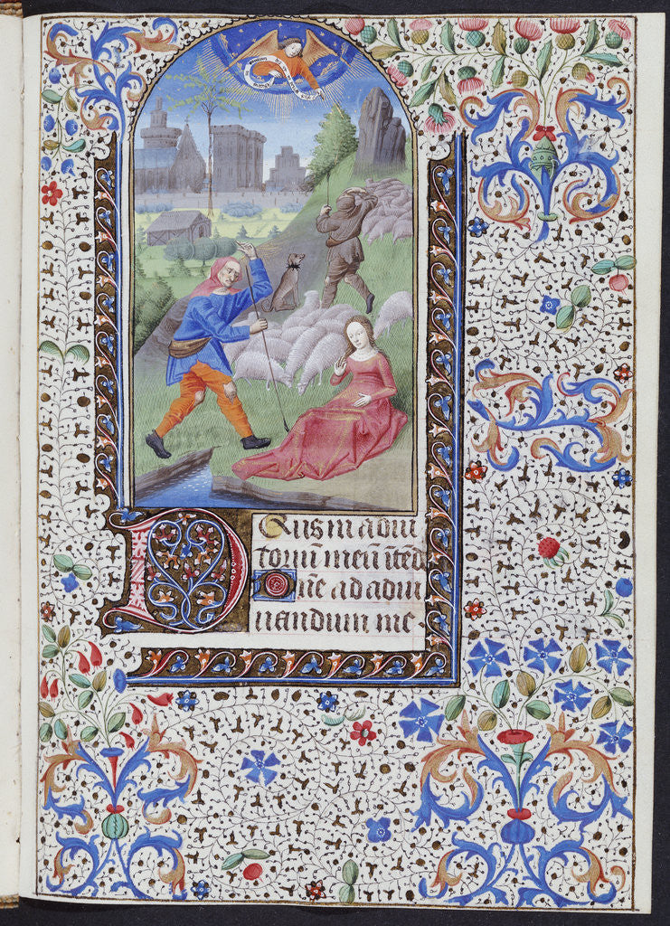 Detail of Annunciation to the Shepherds from a French book of hours by Corbis