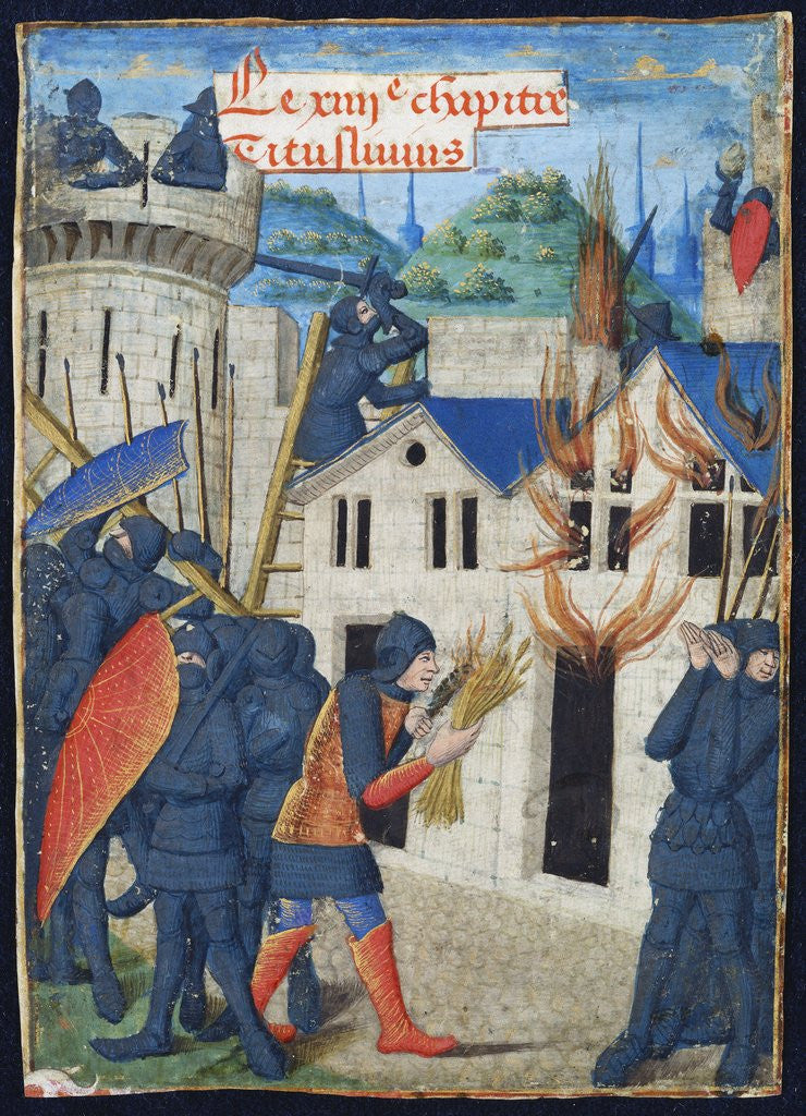 Detail of Gaius Marcus Corialanus setting a firebrand to Corioli by Anonymous