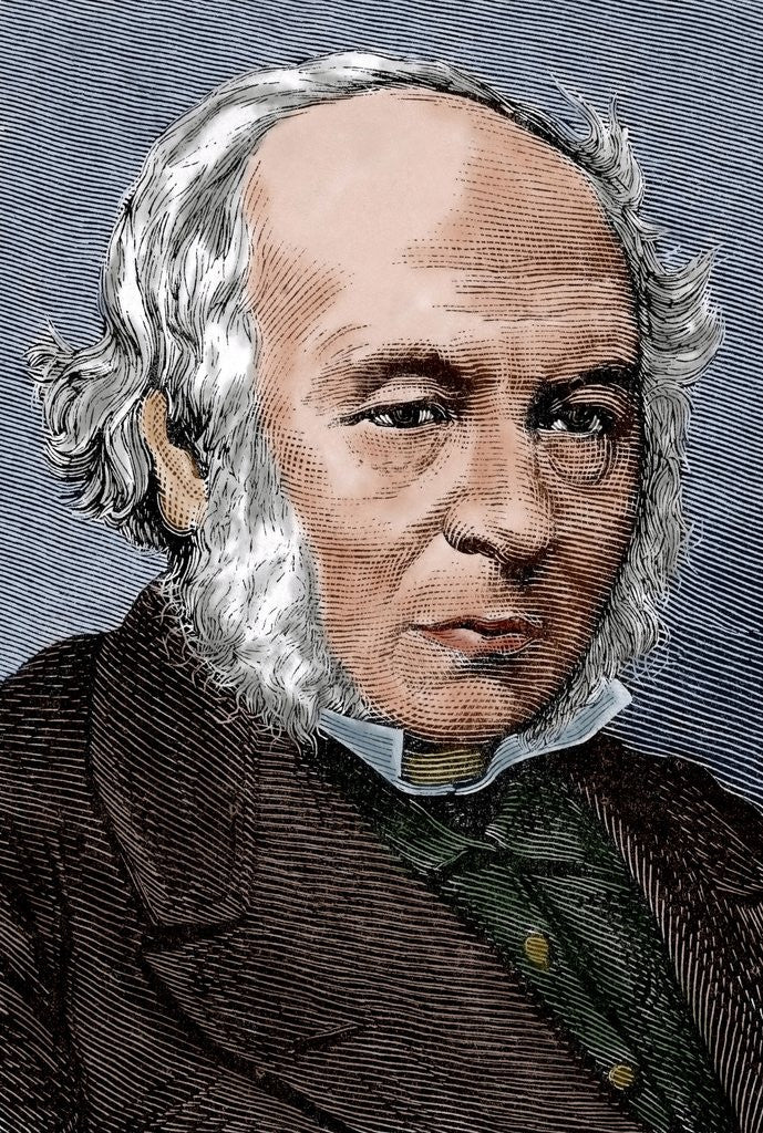 Detail of Rowland Hill (1795-1879). Engraving. Colored by Corbis