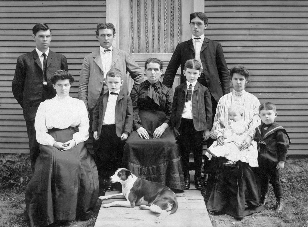 Detail of Wisconsin farm family gathers for a portrait, ca. 1905 by Anonymous