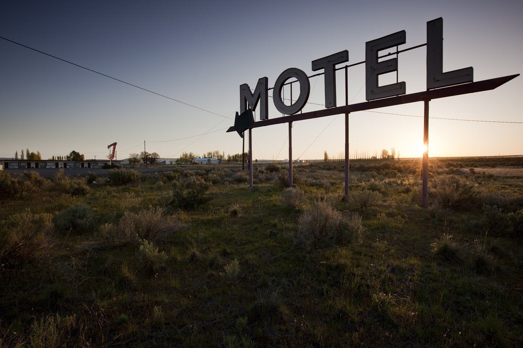 Detail of Motel Sign at dawn, Coulee City, Washington by Corbis