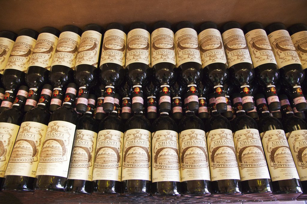 Detail of Bottles of Tuscan Wine ready for sale by Corbis