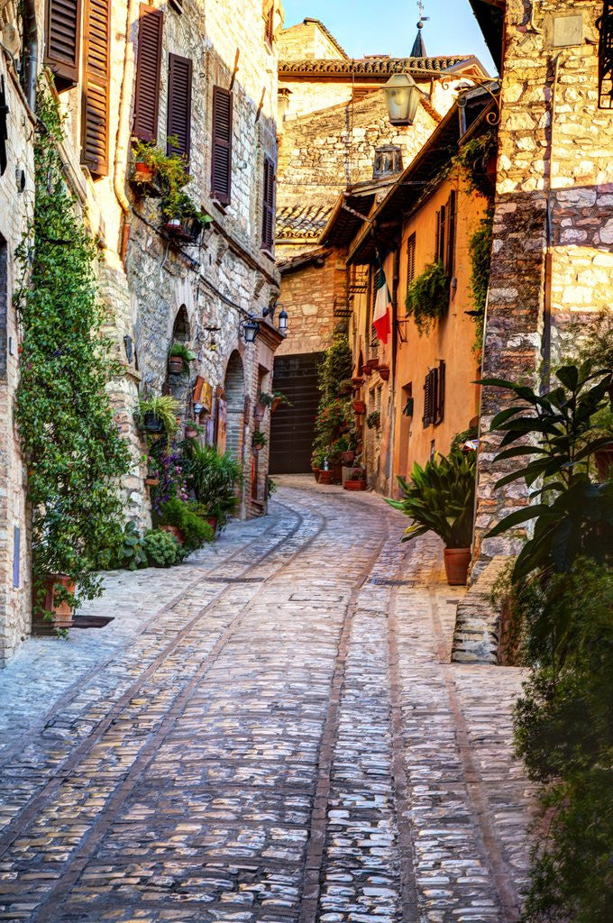Detail of Street in Spello, Italy by Corbis