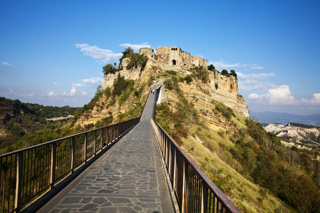 Detail of Civita di Bagnoregio and the long bridge leading to town by Anonymous