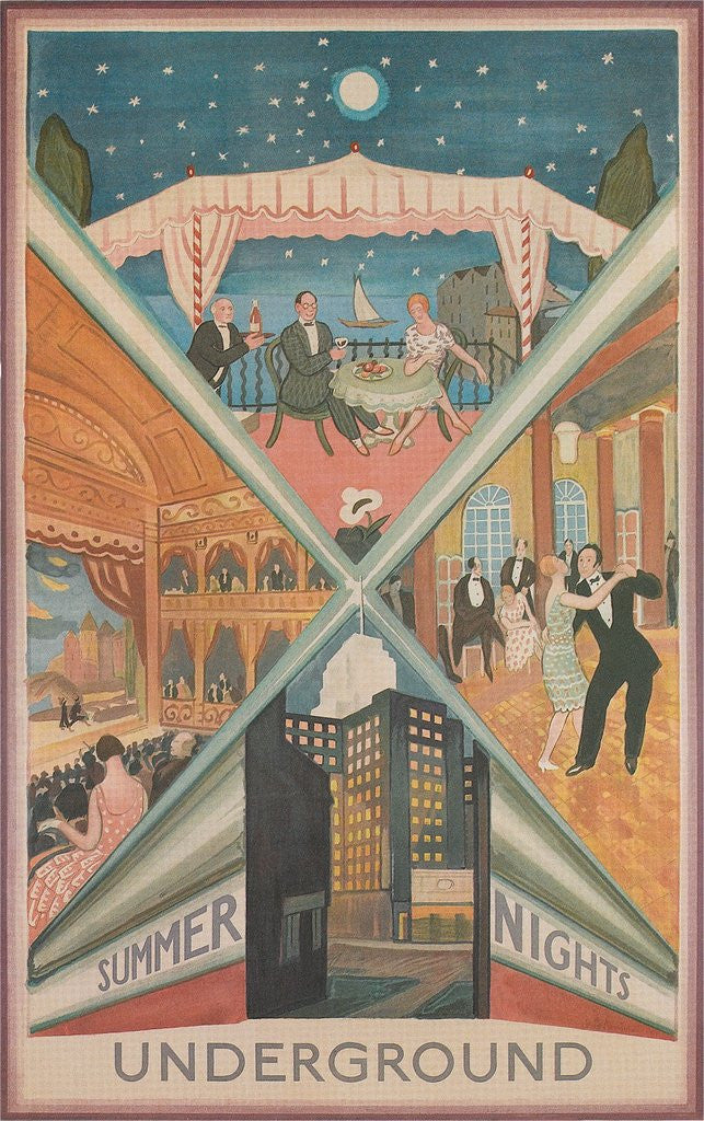 Detail of Summer Nights, London Underground, 1920s by Anonymous