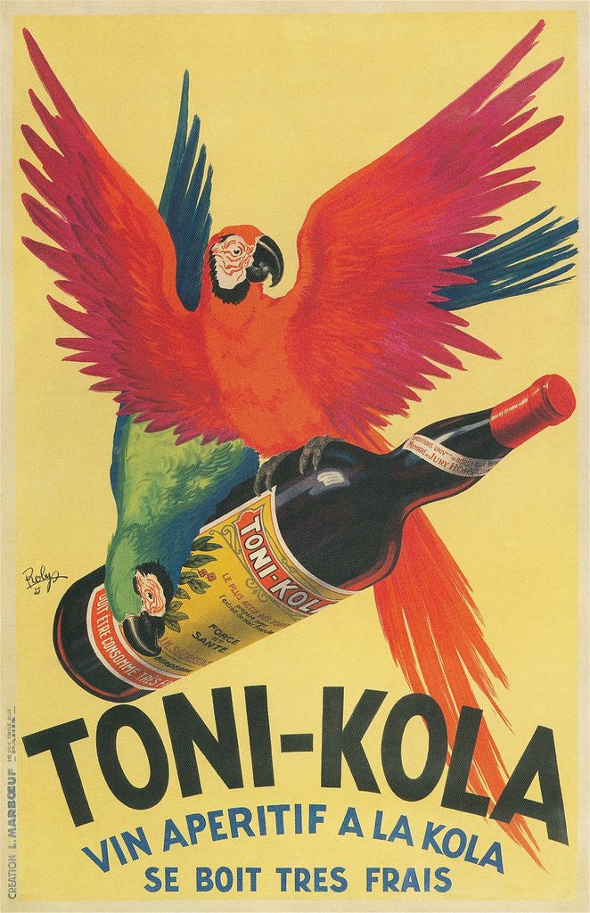 Detail of Macaws with Bottle of Toni-Kola Liqueur by Anonymous