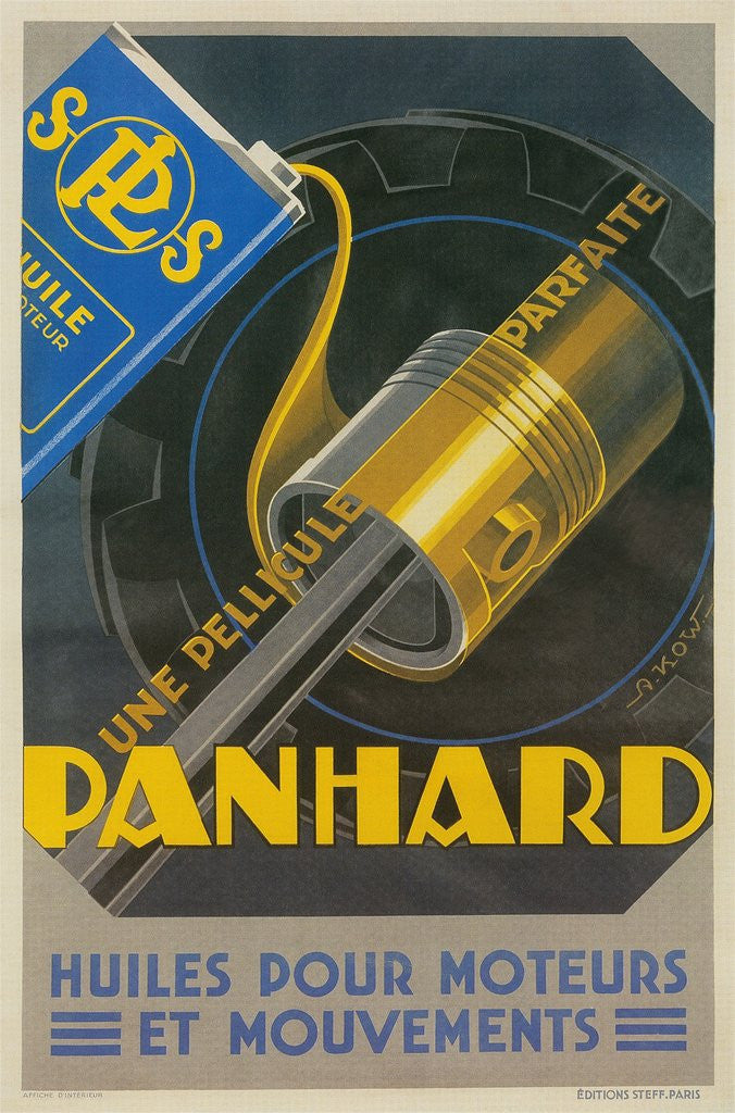 Detail of French Motor Oil Advertisement, Piston by Anonymous