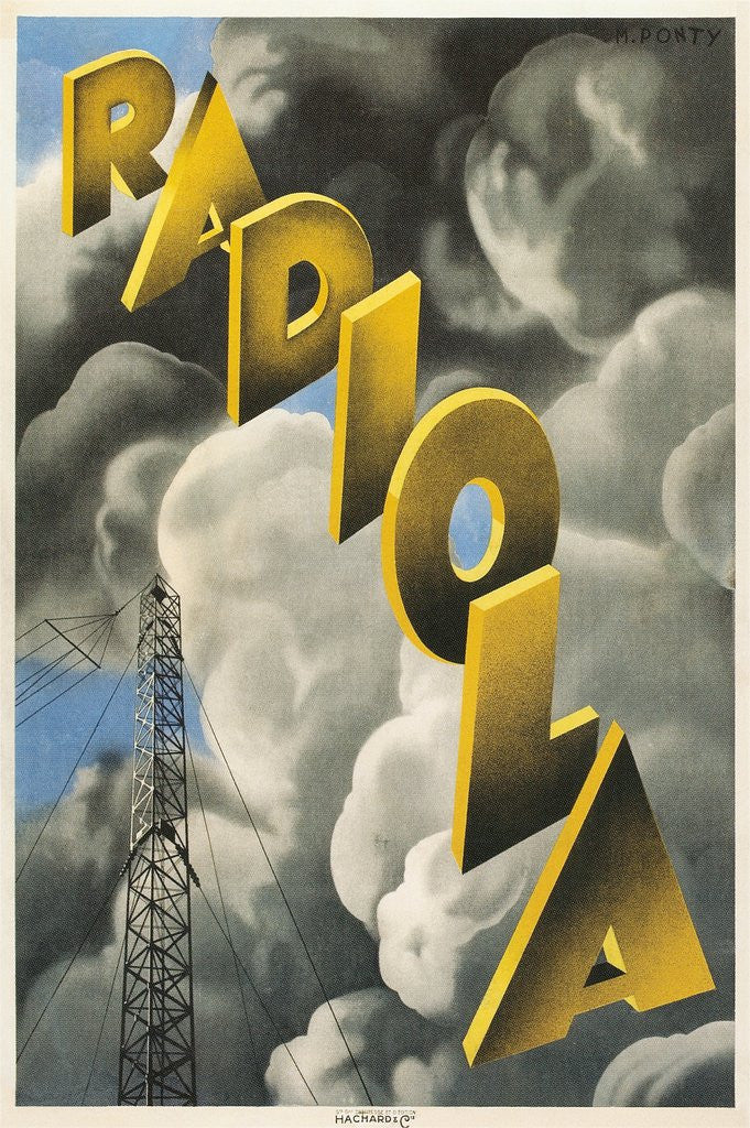 Detail of Radiola, Clouds and Tower Poster by Anonymous