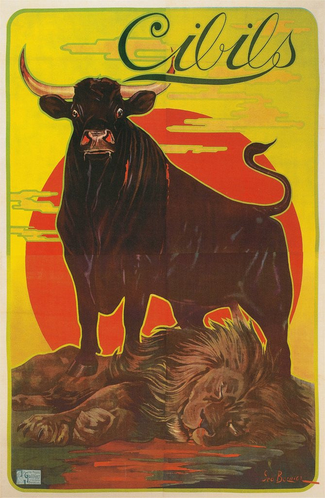 Detail of Poster for Cibils Meat Extract with Bull and Lion by Anonymous