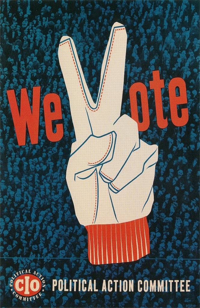 Detail of We Vote, Glove with V Sign Poster by Anonymous