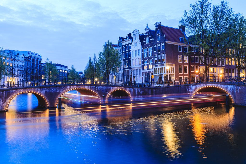 Detail of Amsterdam canals at dusk by Anonymous