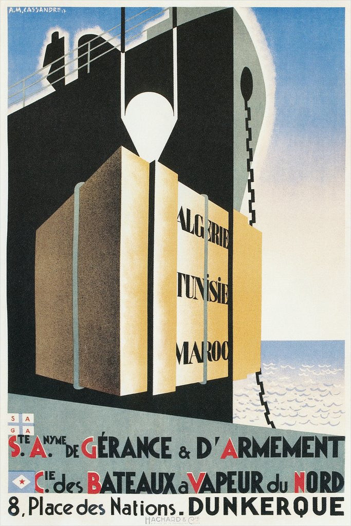 Detail of French Ad for Steamship Line Port, Dunkirk by Anonymous