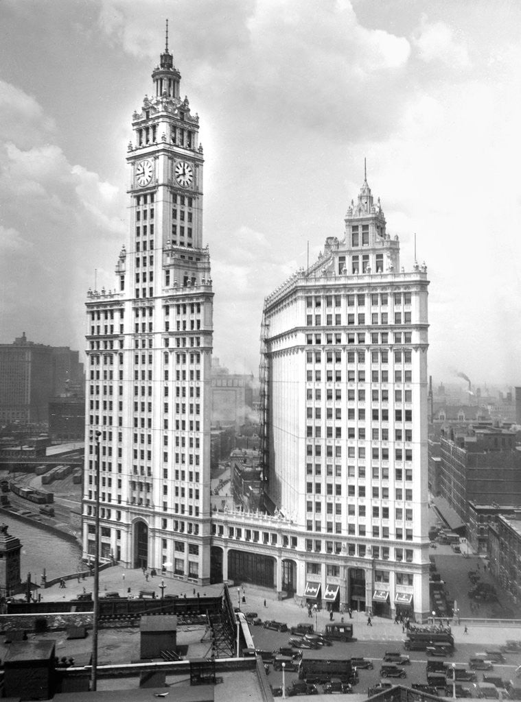 Detail of Wrigley Building on Michigan Avenue in Chicago, ca. 1928 by Anonymous