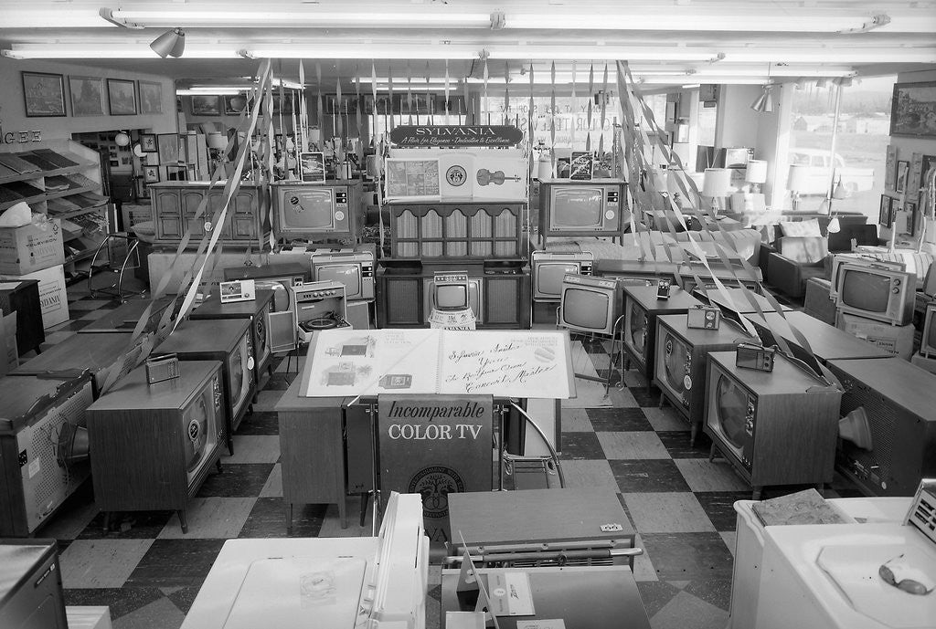 Detail of Television and appliance showroom in Chicago, ca. 1965 by Anonymous