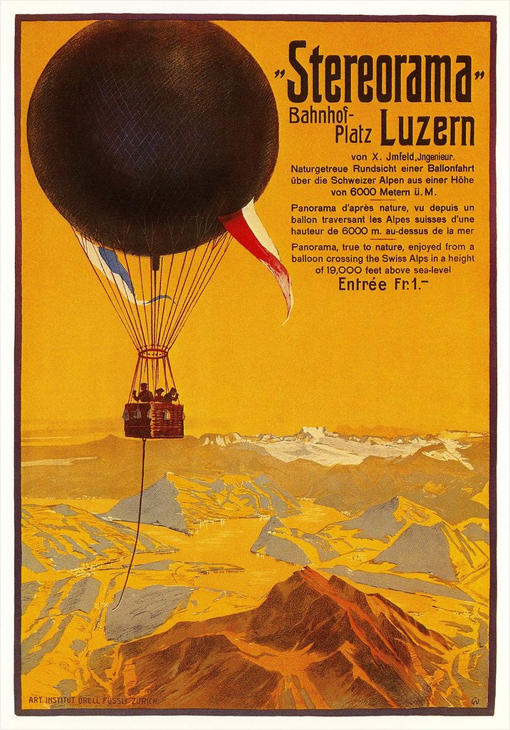 Detail of Poster with Balloon above the Alps by Anonymous