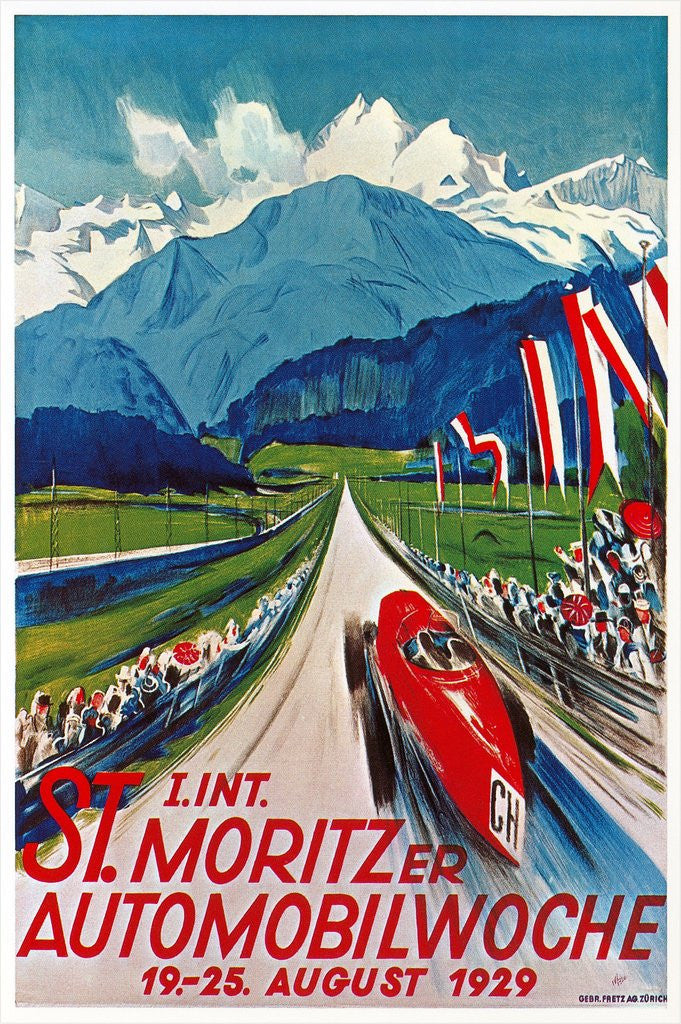 Detail of Poster for St. Moritz Car Show by Anonymous
