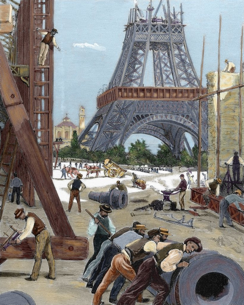 Detail of Paris. Universal Exhibition of 1889. Construction of the Eiffel Tower by Anonymous