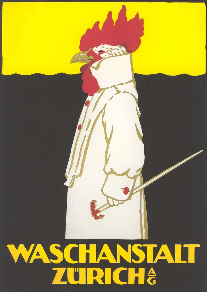 Detail of Poster for Zurich Laundry Service with Rooster by Anonymous