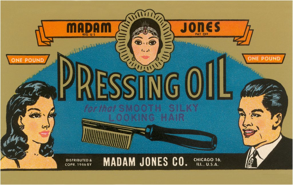 Detail of Pressing Oil Hair Tonic Label by Corbis