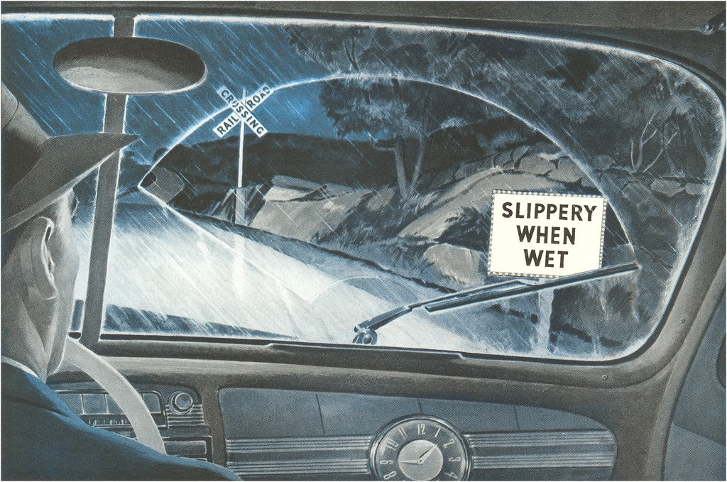 Detail of Slippery When Wet, Road Sign by Anonymous