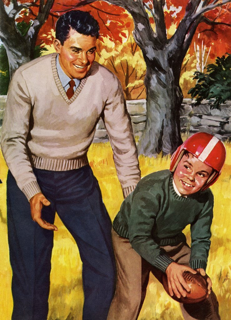 Detail of Father and Son Playing Football by Anonymous
