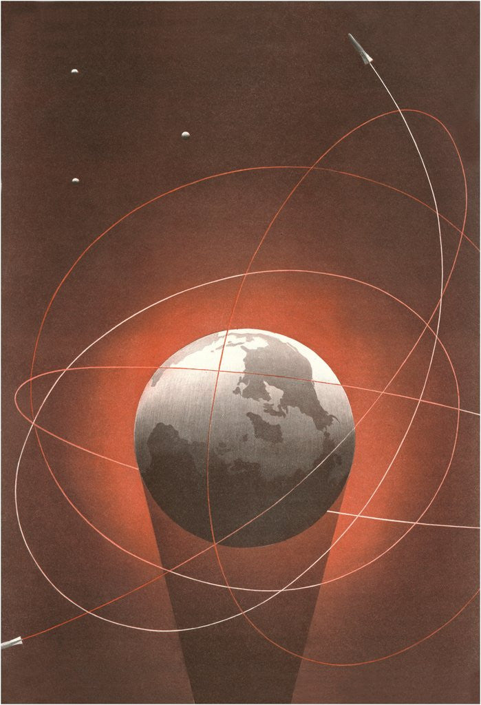 Detail of Rocket Paths around Globe by Anonymous