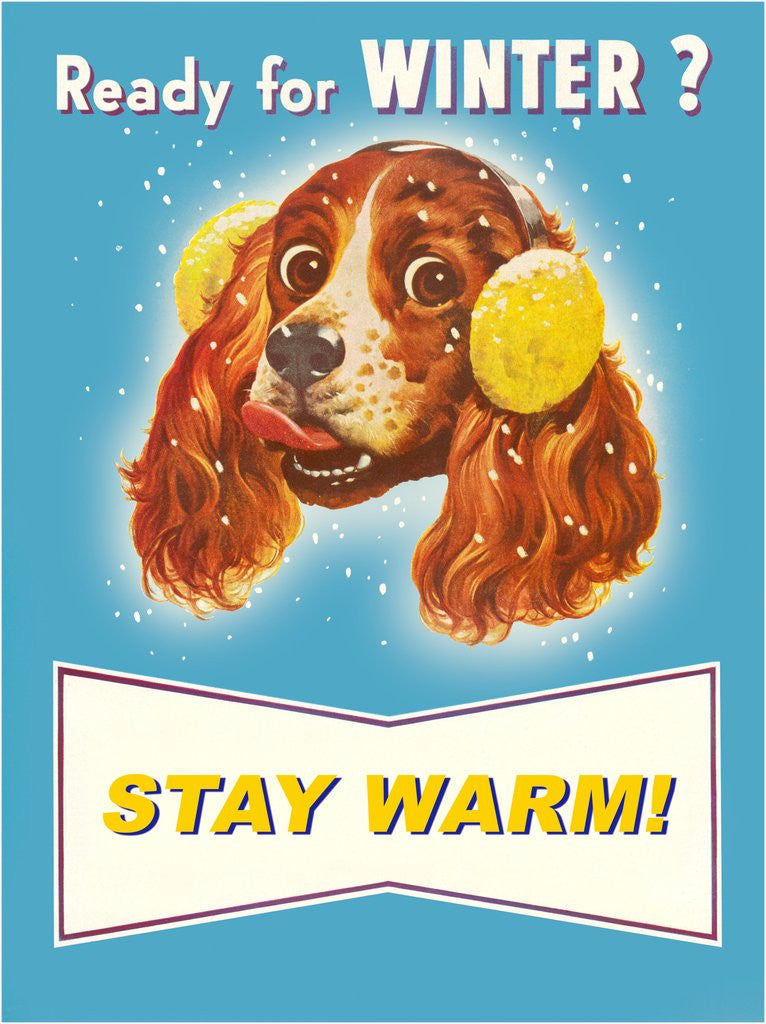 Detail of Ready for Winter? Stay Warm Dog with Earmuffs by Anonymous