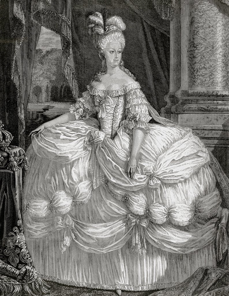 Detail of Marie Antoniette (1755-1793). Wife of Louis XVI and Queen of France (1774-92) by Anonymous