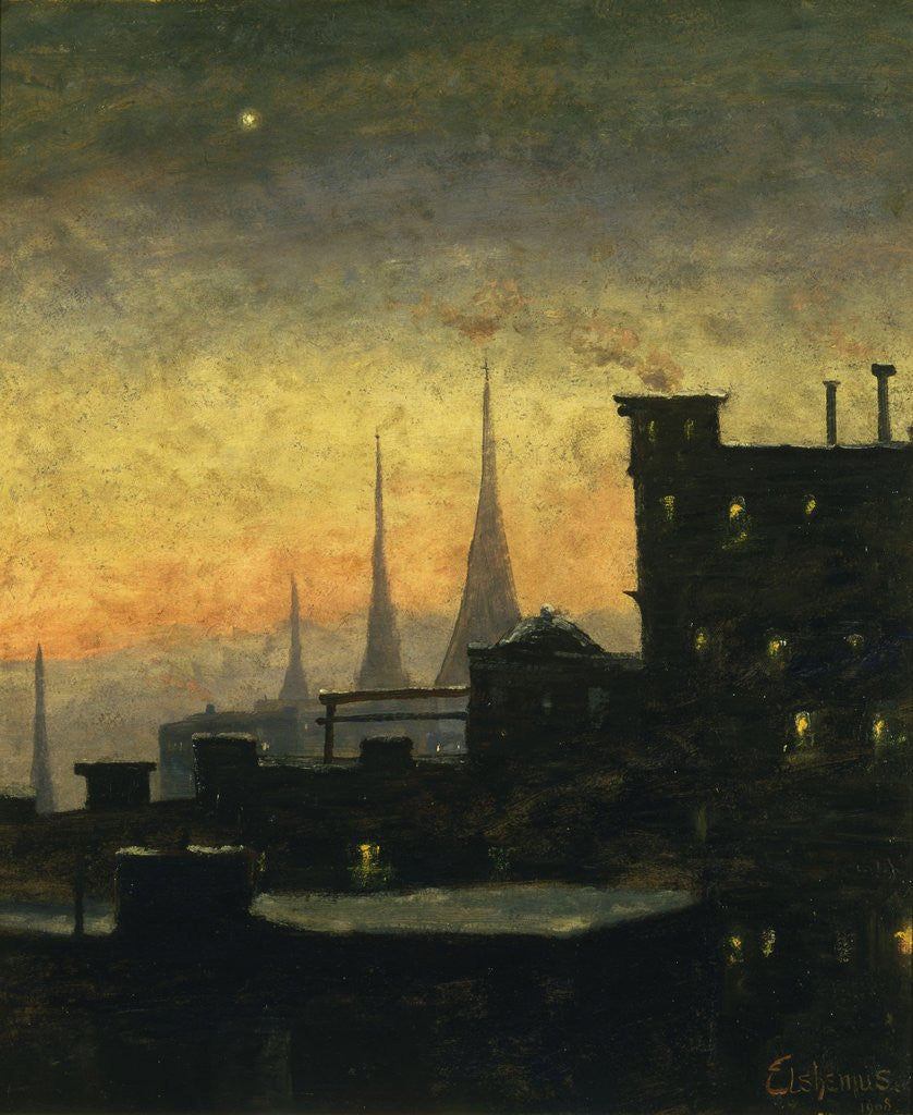 Detail of New York Roof Tops by Louis Eilshemius by Anonymous