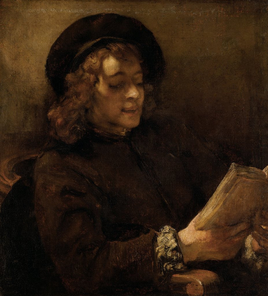 Detail of Titus van Rijn, the Artist's Son, Reading by Rembrandt van Rijn