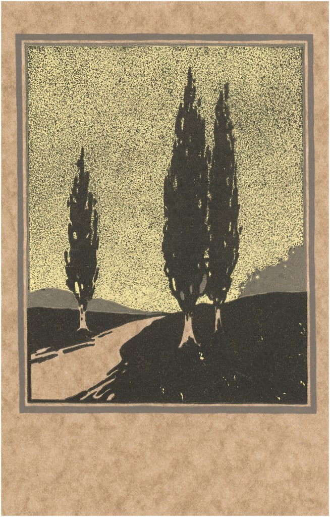Detail of Cypresses woodcut by Anonymous