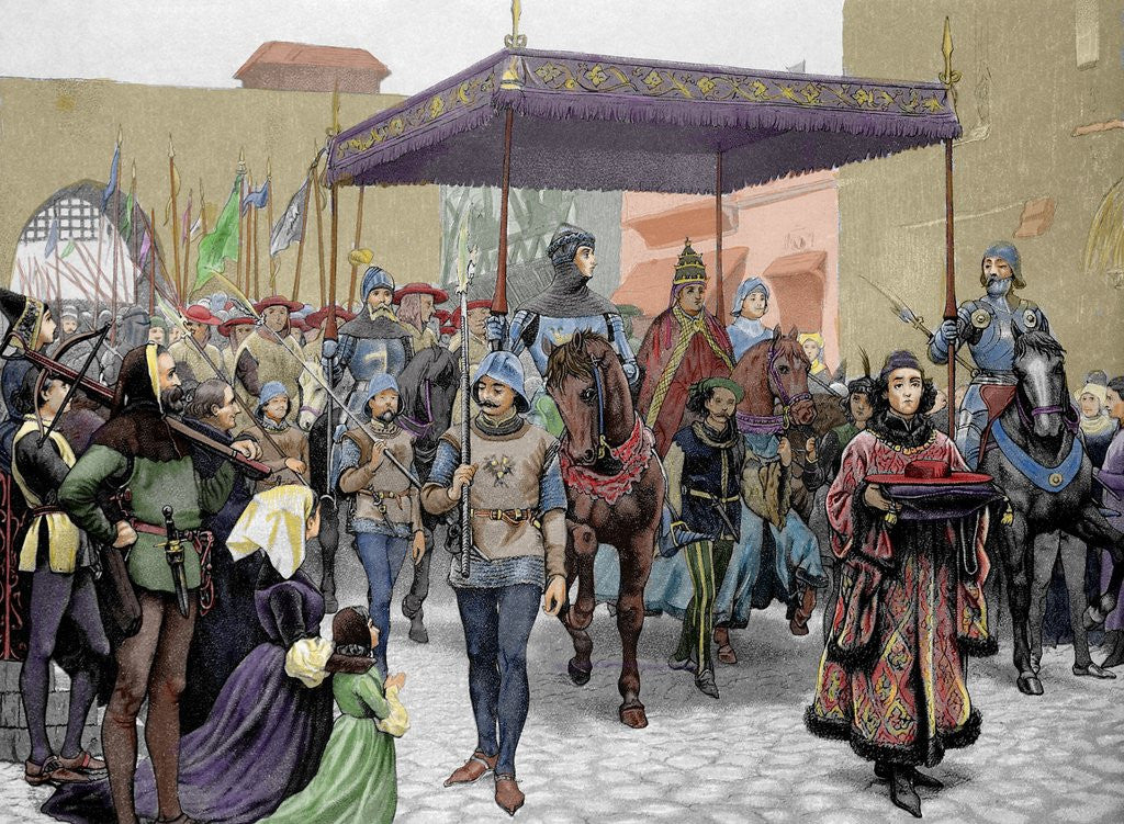 Detail of Entry of Antipope John XXIII (1360-1554) in Constanta to celebrate the 'Council of Constance' by Anonymous