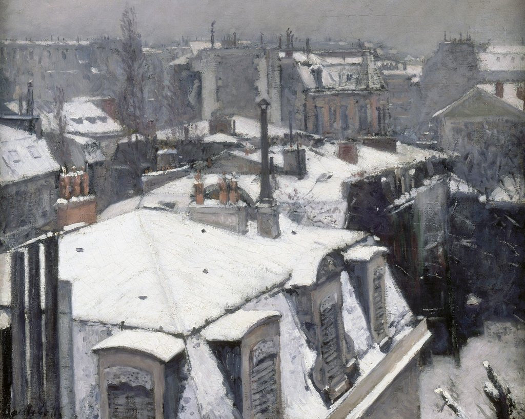 Detail of Rooftops in the Snow (Snow Effect) by Gustave Caillebotte