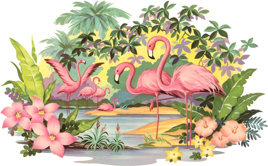 Detail of Flamingos in the Tropics by Anonymous