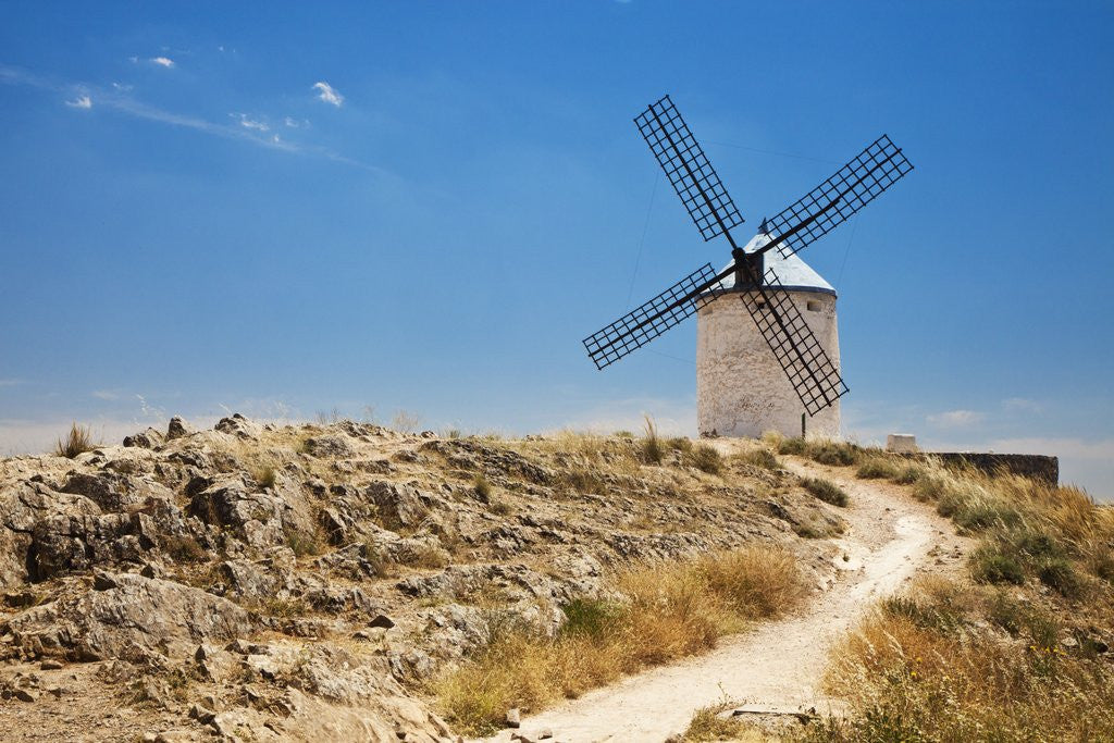 Detail of Antique La Mancha windmills in Consuegra, Spain by Corbis