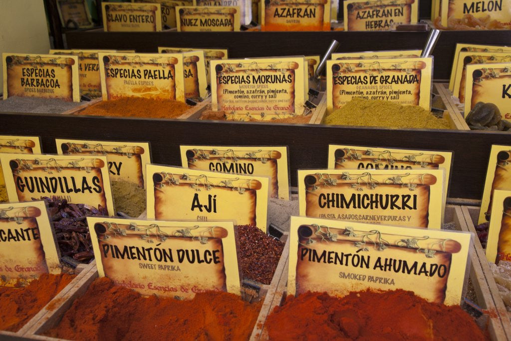 Detail of Spices for sale at an outdoor market in Granada by Anonymous