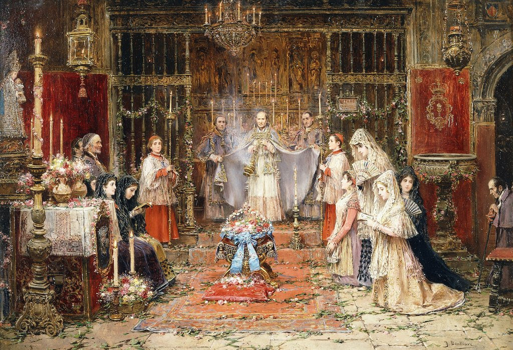 Detail of Celebrating Santa Maria della Rosa by Jose Benlliure y Gil