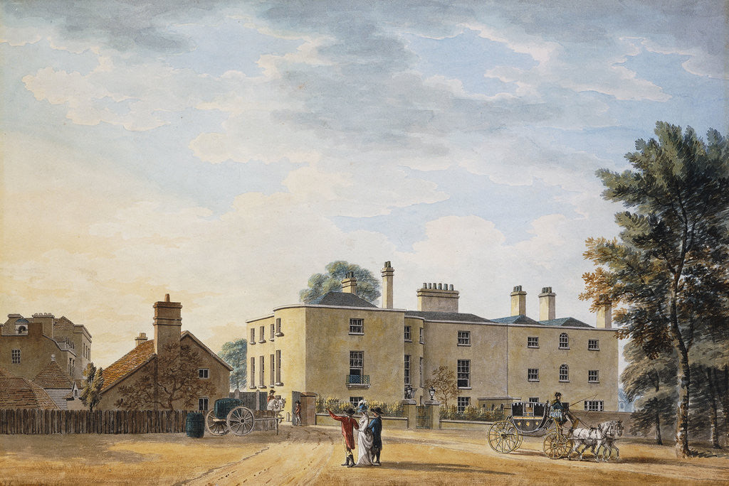 Detail of Figures Outside an Elegant Country House by Thomas Malton II