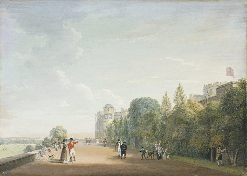 Detail of Windsor Castle: the North Terrace Looking East, with Elegant Figures by Paul Sandby