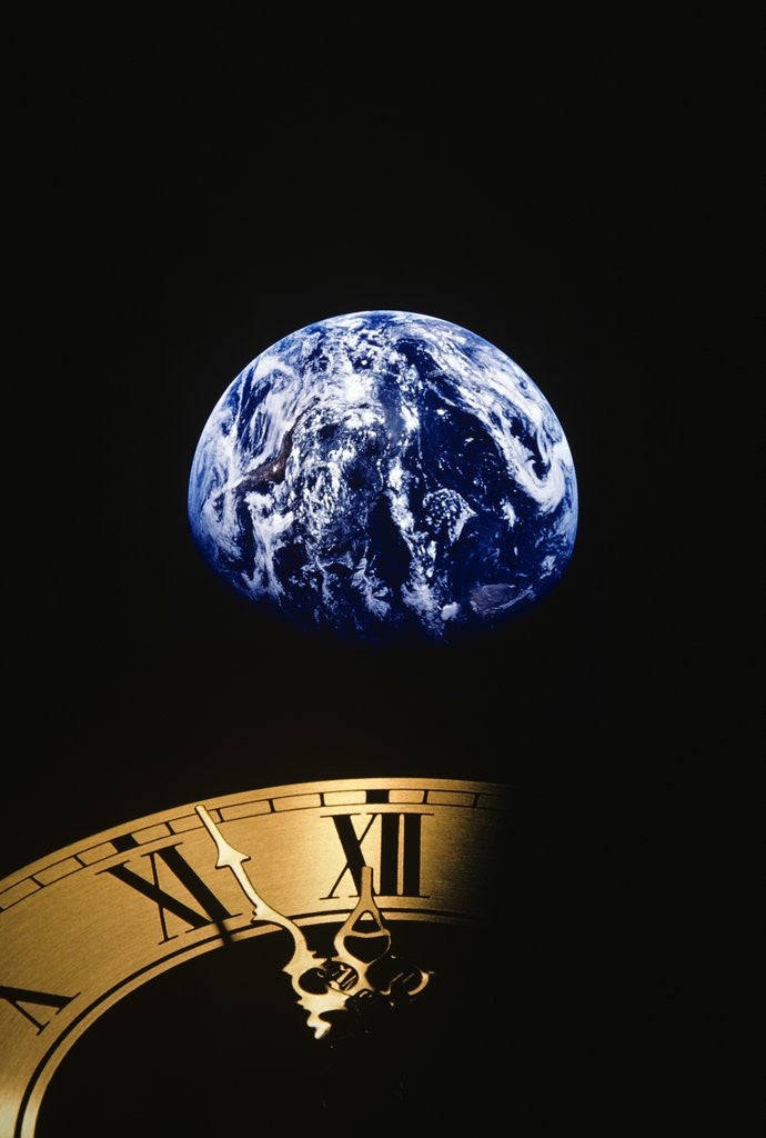 Detail of Earth and clock face at 11:57 by Anonymous