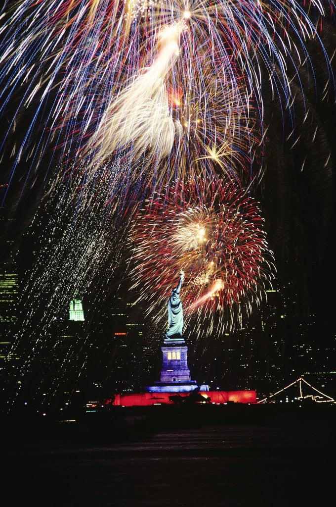 Detail of 1980s Statue of Liberty fireworks NYC by Anonymous