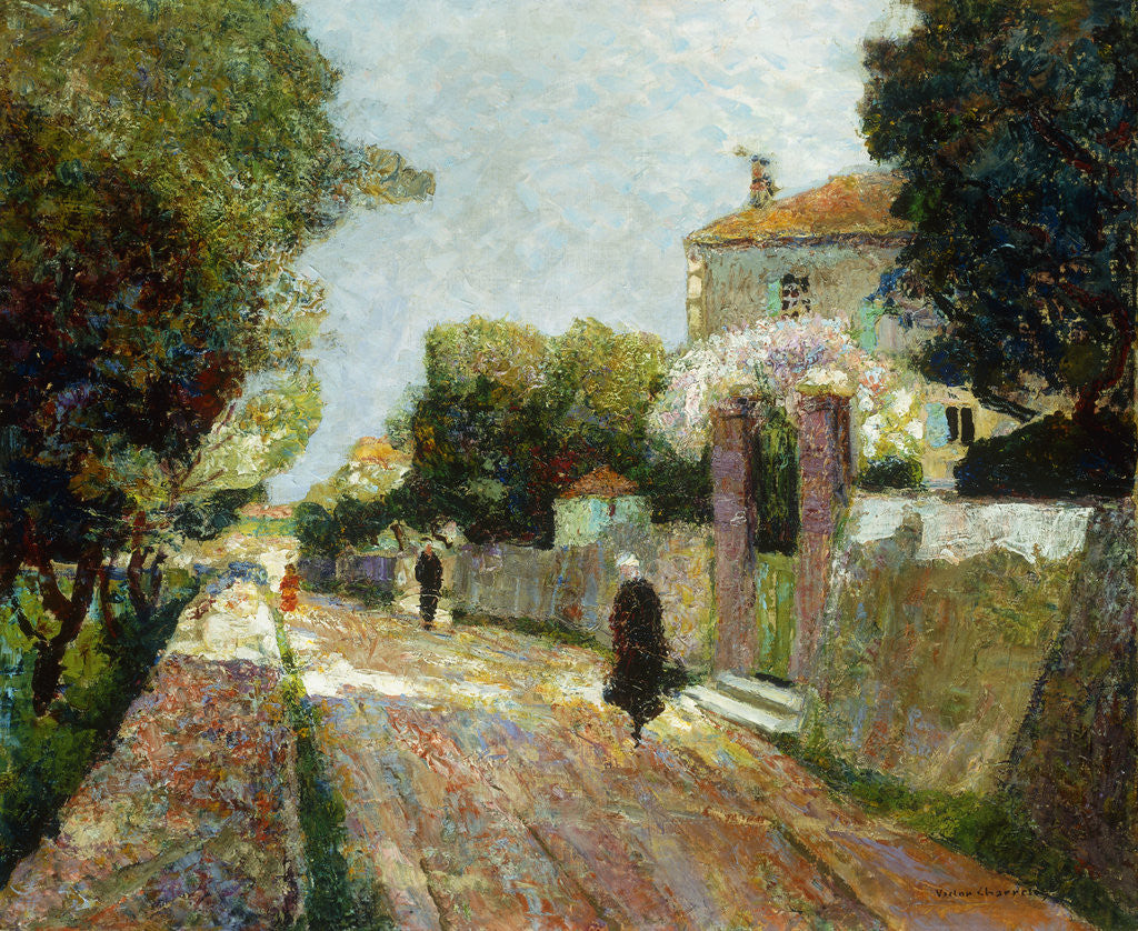 Detail of Sunny Village Street; Rue de Village Ensoleillee by Victor Charreton