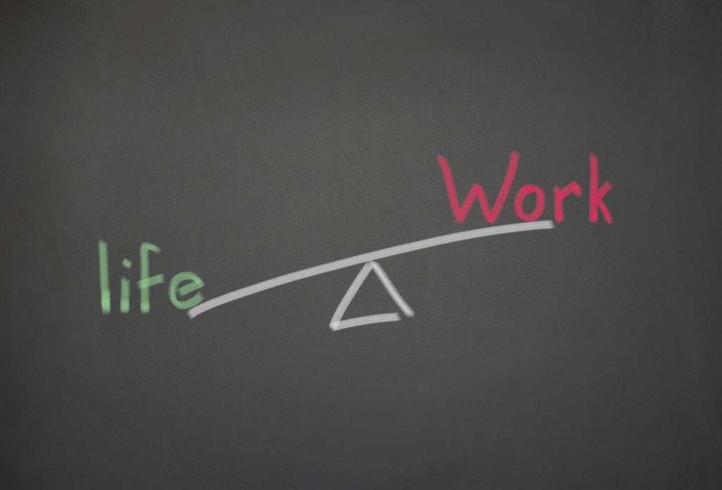 Detail of Blackboard with a seesaw work life balance by Anonymous