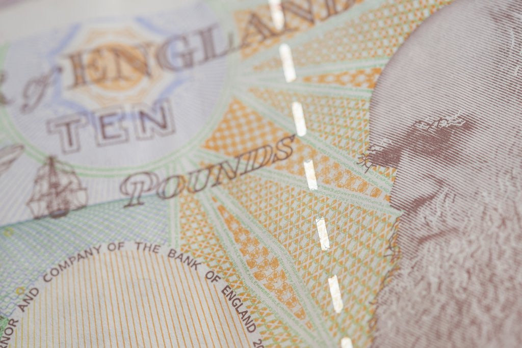 Detail of A close up of Charles Darwin on the back of a ten pound note by Anonymous