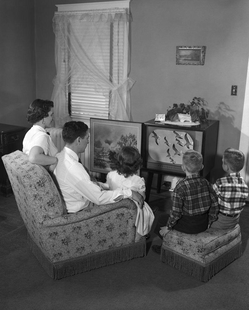 Detail of 1950s family watching television by Anonymous